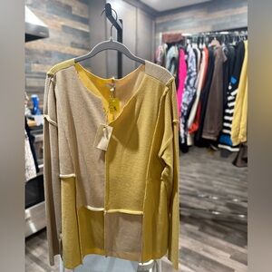 Easel Yellow and Cream Women's tunic